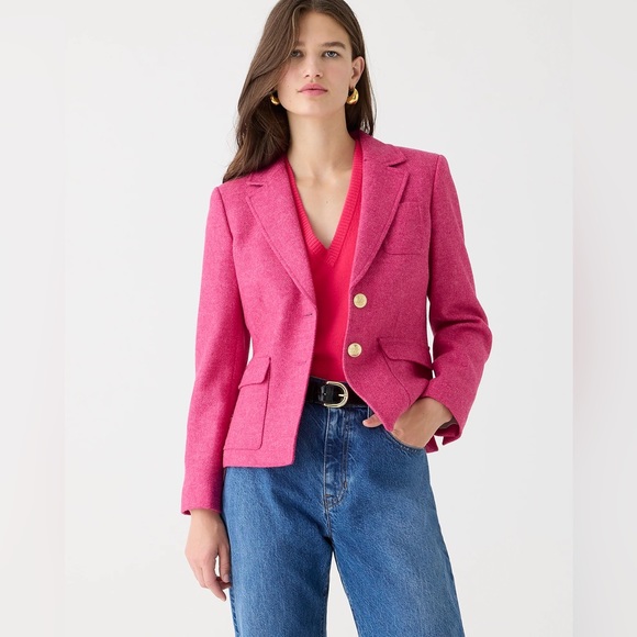 NWT J.Crew Shrunken-fit Blazer‎ In Pink English Wool